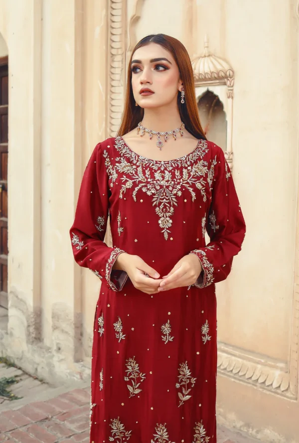 DARK RED HAND WORK SHIRT - Image 2