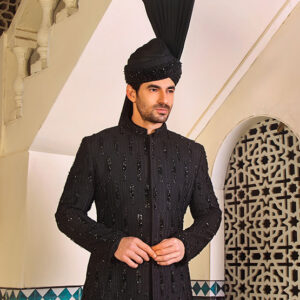 Black Bead Work Sherwani